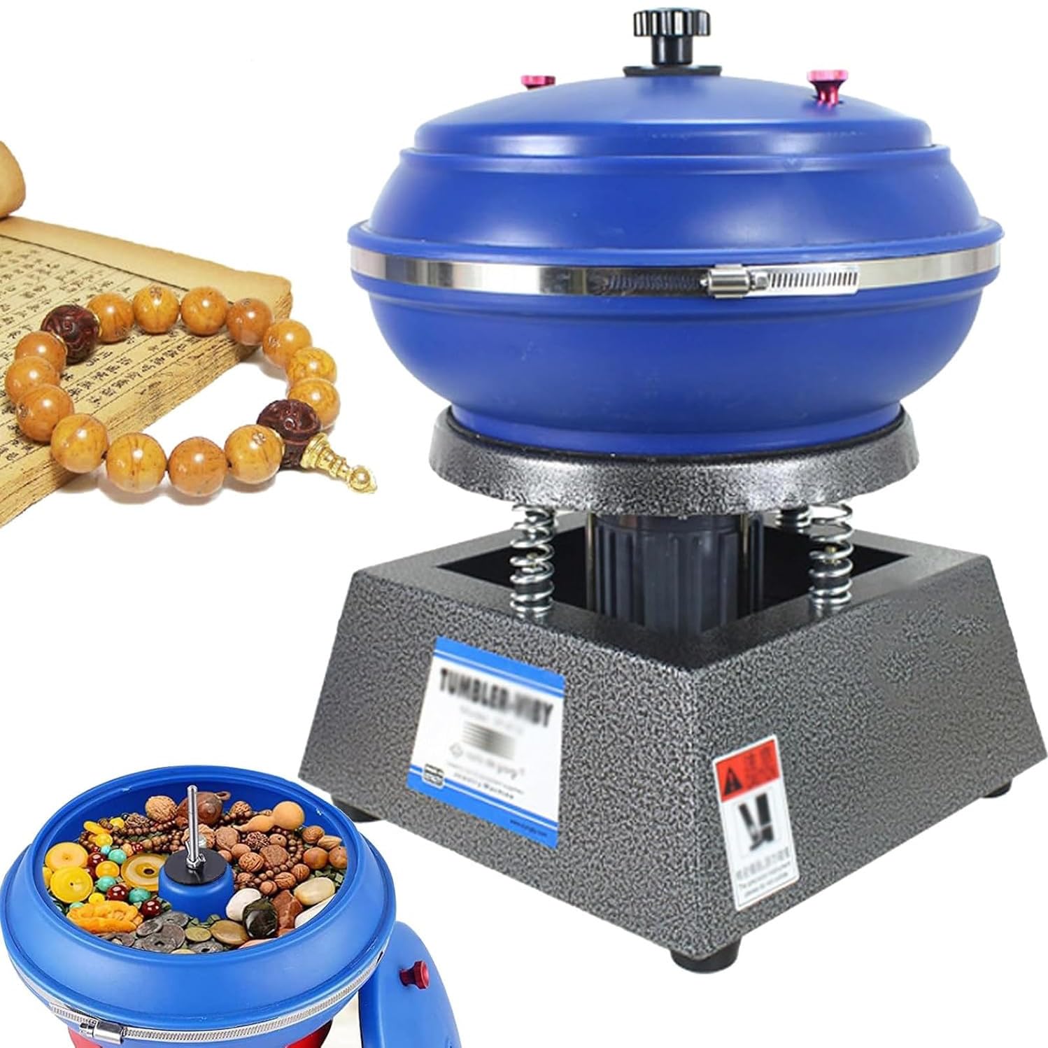 ksxnkhk Vibratory Tumbler Polisher, Vibrating Polishing Drum, Professional Rock Kit, Vibration Machine, for Grinding and Workpiece Surface, Jewelry Accessories