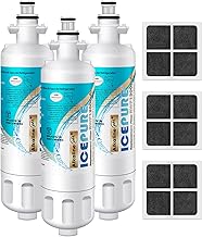 Alkaline ADQ36006101 Refrigerator Water Filter and Air Filter Replacement for LG LT700P, Kenmore Elite 46-9690, FML-3, ADQ36006102, RWF1052, CLCH106, RWF1200A, LFX28968ST, Enhances PH, 3Pack