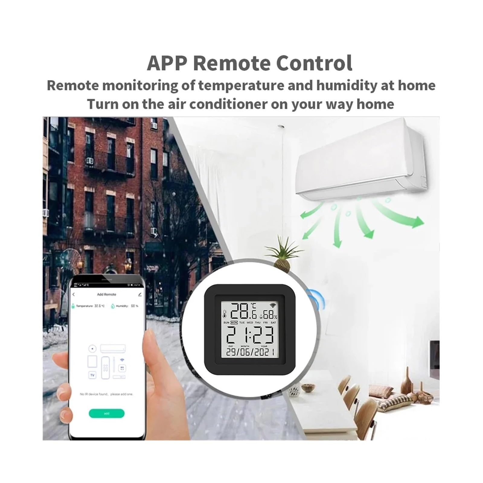 Tuya Smart WiFi Uniwersalny czujnik temperatury i wilgotności na podczerwień Prognoza pogody(24H 1PCS)