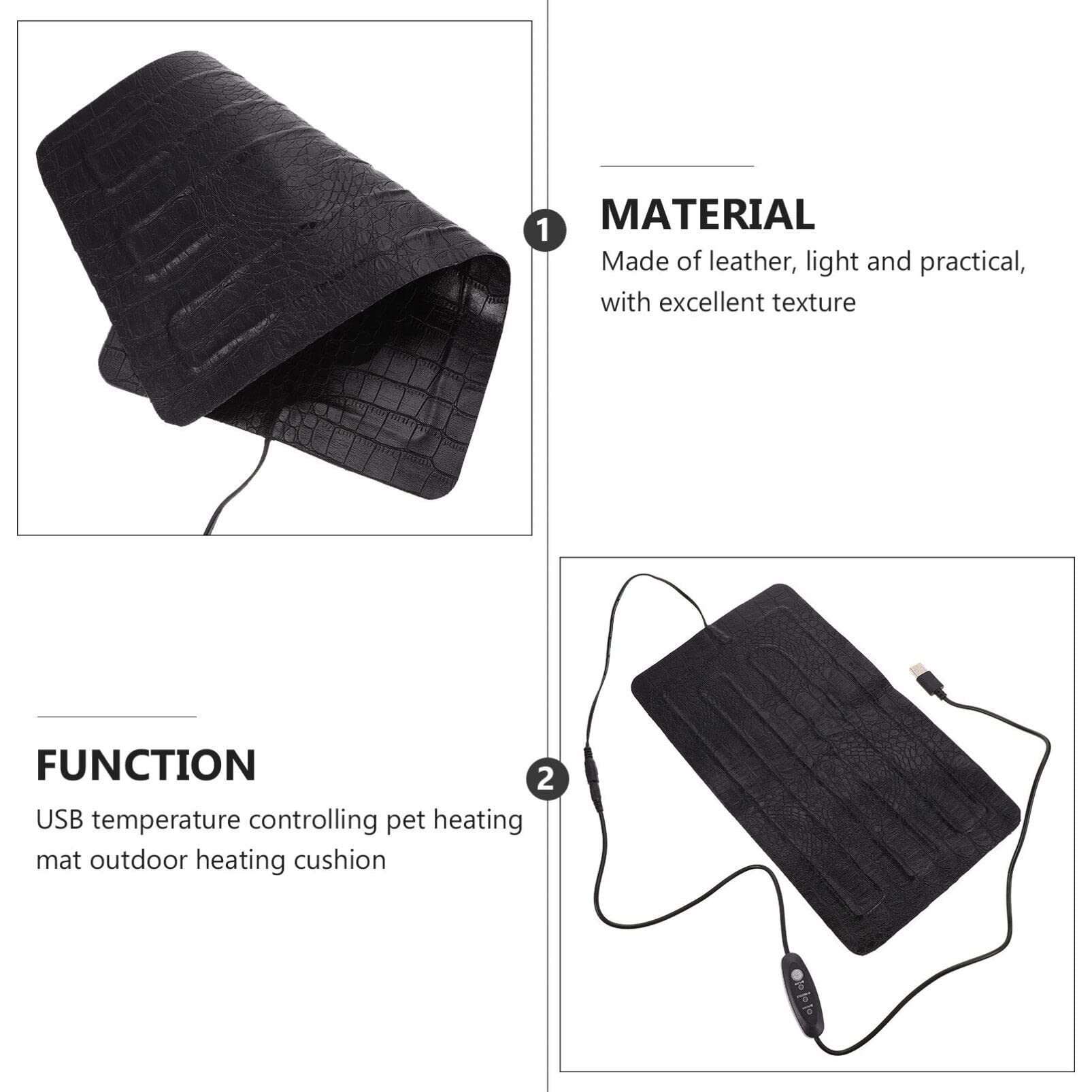 Mipcase Almohadilla Térmica Portátil para Reptiles y Pequeños Animales, de Cuero Negro Calefacción Eléctrica Ajustable para Usar al Aire Libre Terrarios