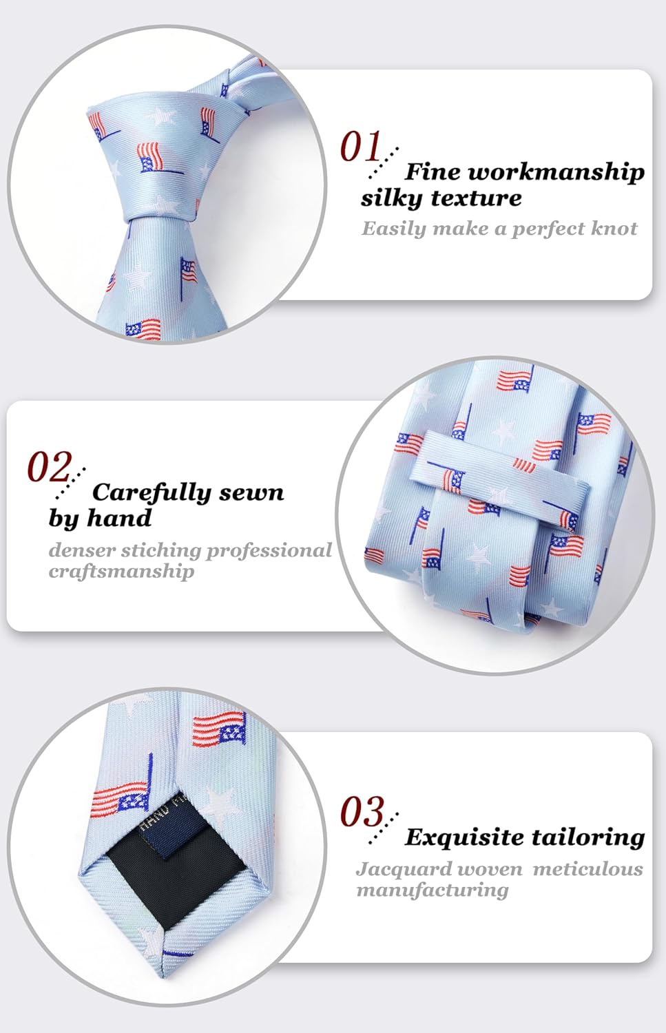 HISDERN Mens Ties Plaid Tie and Pocket Square Set Classic Woven Formal Checkered Neckties & Handkerchief Wedding Party - Image 5