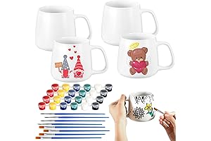 Painting Crafts 4 Sets Paintable Mugs for Painting DIY Coffee Mugs Mug...