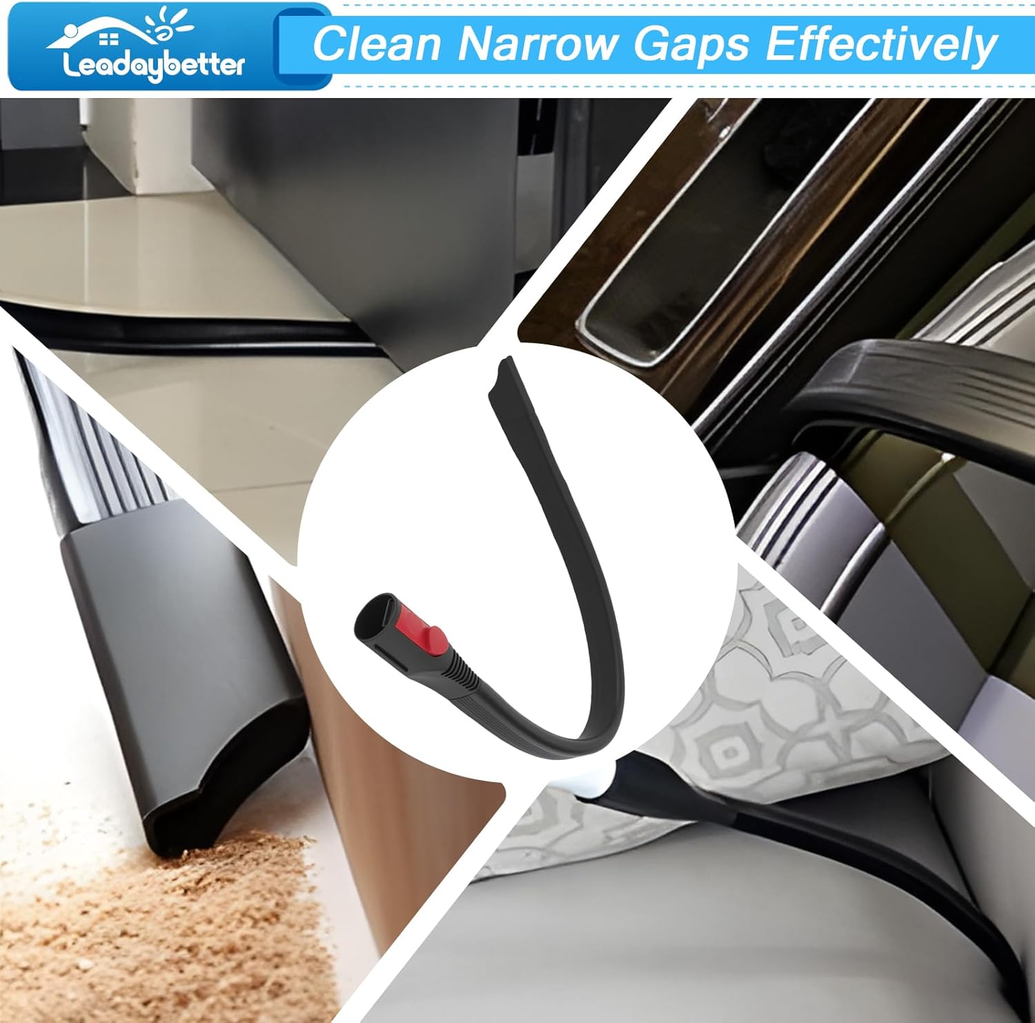 Leadaybetter Brushes & Attachments for Dyson V7 V8 V10 V11 V15 Gen5, Horsehair Vacuum Attachment, Traceless Dust Brush, Flexibible Suction Nozzles for Vacuum Cleaners image 3 of 7 B0F884WHZM