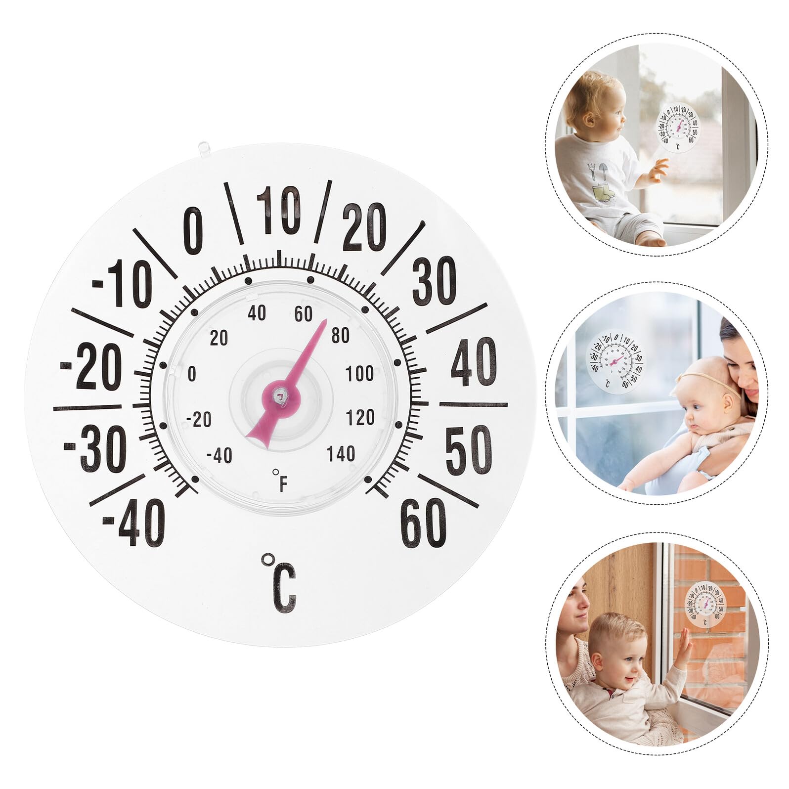 BESPORTBLE Termometro a Ventosa per Finestre 2 Pezzi, Sensore di Temperatura Analogico Interno ed Esterno, 18 Cm, Indicatore Facile da Leggere, Adatto per Casa, Giardino e Camerette