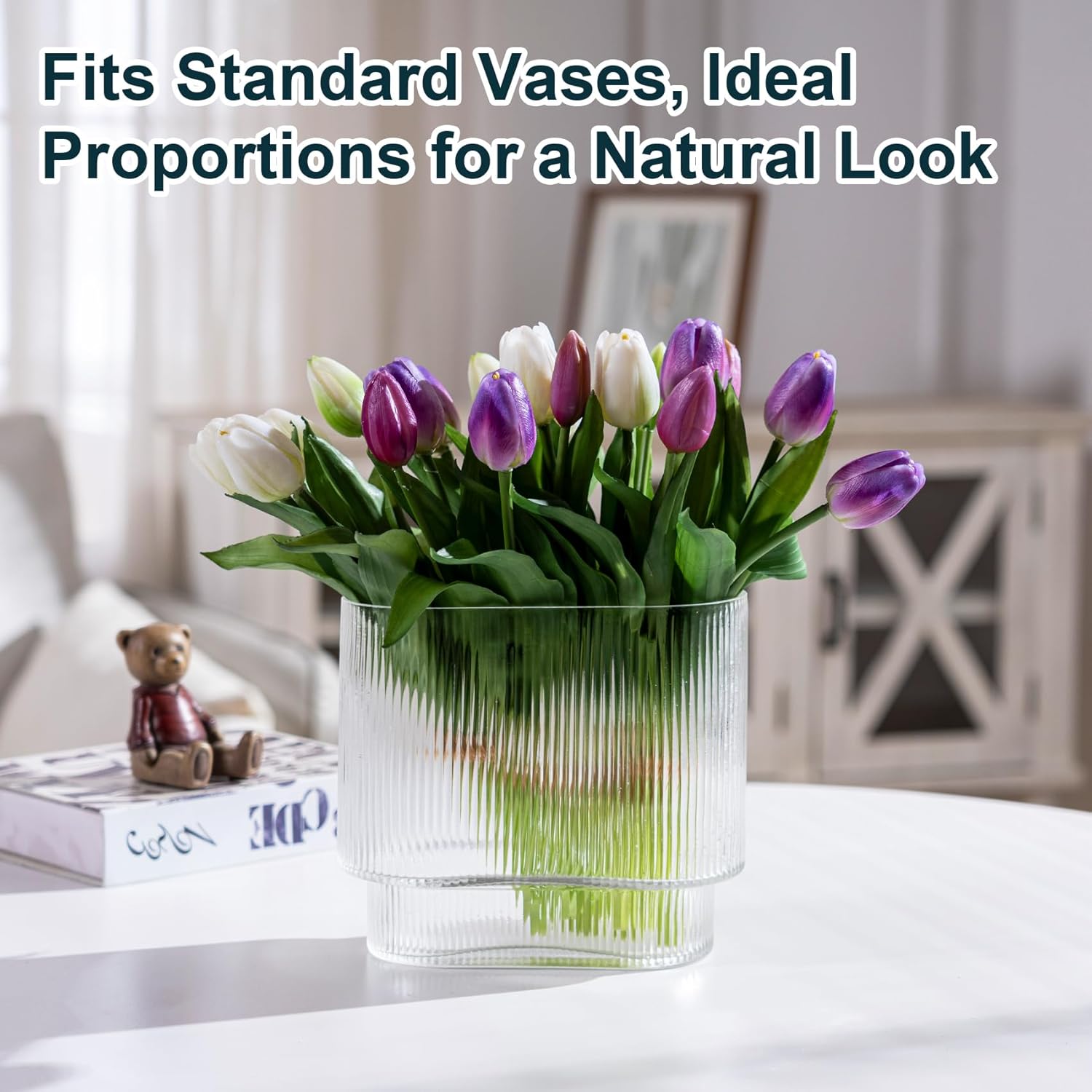 20PCS Fake Tulips 12' Artificial Tulip Silk Flowers Fake PU Bouquet Artificial Flowers Faux Flowers with Gift Box Soft Faux Tulips Bouquets Arrangements for Party Wedding Home - Image 6