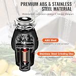 VEVOR Garbage Disposal, 1/2 HP 3450RPM Continuous Feed Food Waste Disposer, 3-Bolt Mount Food Waste Grinding System with Sound Reduction, Power Cord & Splash Guard for Kitchen Sinks
