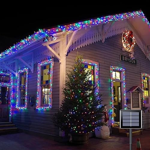 Miniatura 5 de Anycosy Luces solares de Navidad de 40 pies para exteriores, 120 luces LED C6 con función de temporizador, 8 modos para decoraciones de luz de