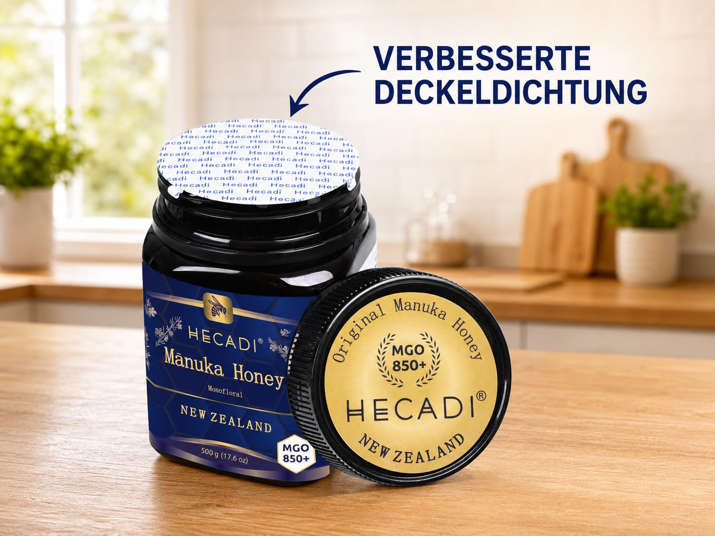 Manuka Honig 850+ MGO Hecadi® I Original Honig aus Neuseeland I mit zertifiziertem und Garantiertem Inhalt von MGO I 500 g