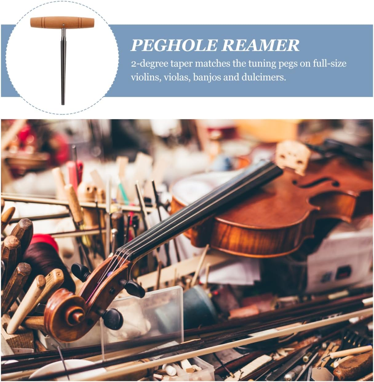 Luthier Tools Standard Peg Hole Reamer with Wood Handle Peg Shapers for Guitar Violin Accessories