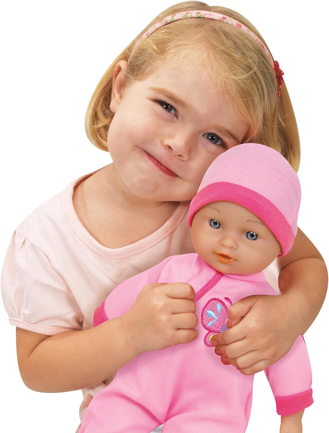 Lissi: 11" Talking Baby Doll - Pink & Butterfly Outfit, Matching Hat, 6 Interactive Sounds, Soft Body, Realistic Roleplay Toy, Kids & Toddlers 2+
