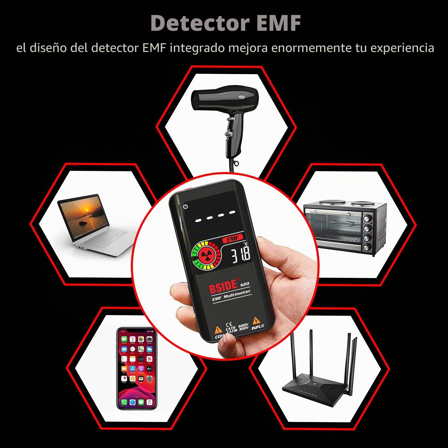 BSIDE Multímetro digital recargable LCD EBTN color 3 resultados Multímetro inteligente 9999 cuentas Detector EMF rango automático Resistencia Capacitancia Diodo Frecuencia Comprobador de voltaje