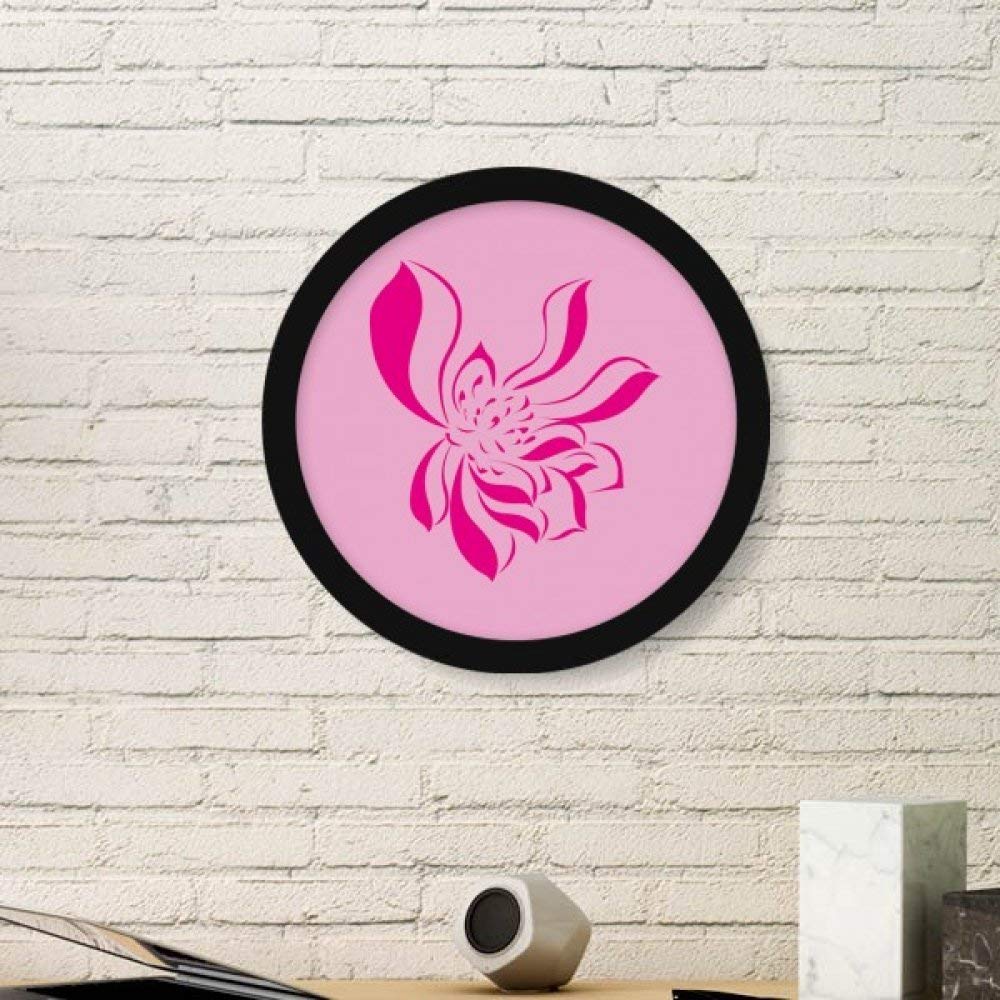 Peinture lotus cadre rond en bois noir pour décoration murale