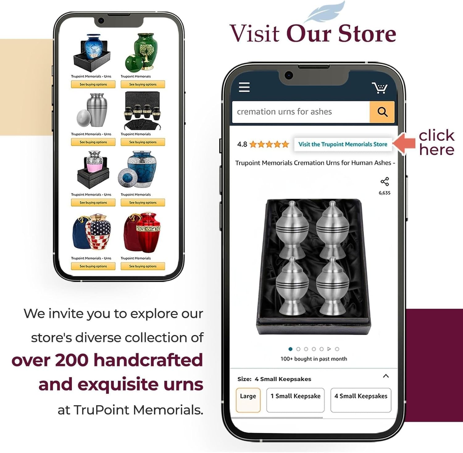 Trupoint Memorials Small Urns for Human Ashes Keepsake, Decorative Mini Cremation Urn for Adult Men & Women – Set of 4, Silver Chalice