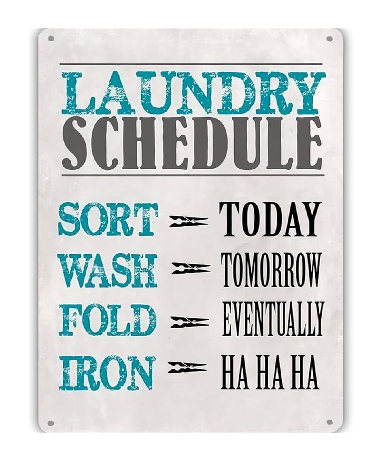 NWPNLXEA Farmhouse Laundry Organizer Metal Tin Sign Vintage Rustic Schedule Plaque for Laundry Room 8 X 12 in
