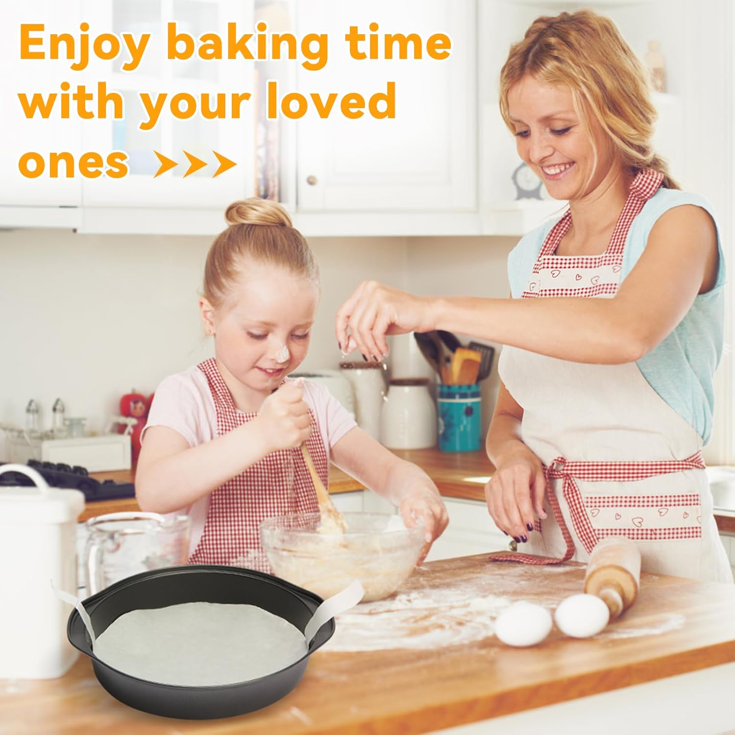 6 Inch Cake Pan - 3PCS Nonstick Round Cake Pans with 100 PCS Parchment Paper, Carbon Steel Smash Cake Baking Pans with Handle, Dishwasher Safe - Image 7