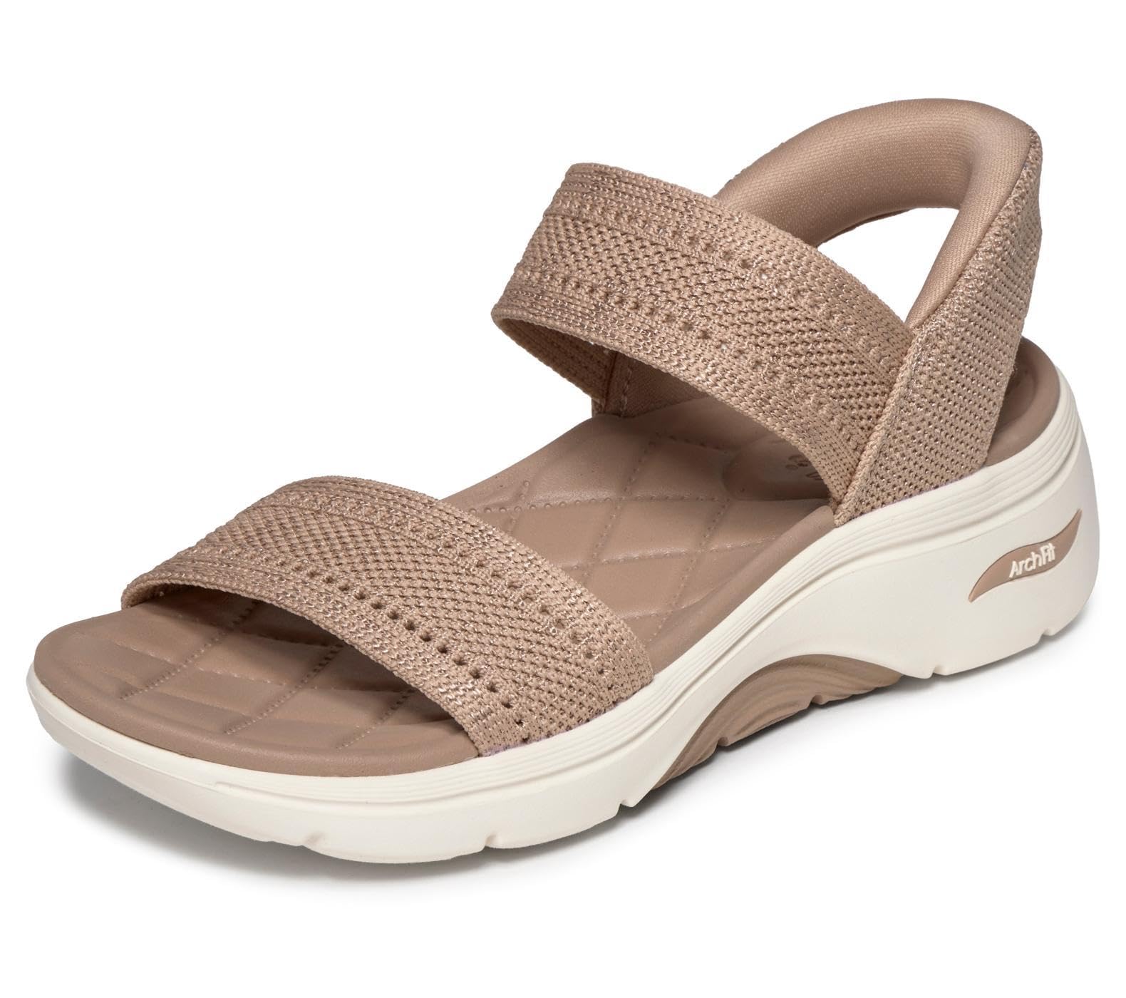 Skechers Women's Tan Slip-Ins: Arch Fit 2.0 Sandal - Kennedy Sandals In Size 3 | Textile, Vegan, Machine Washable