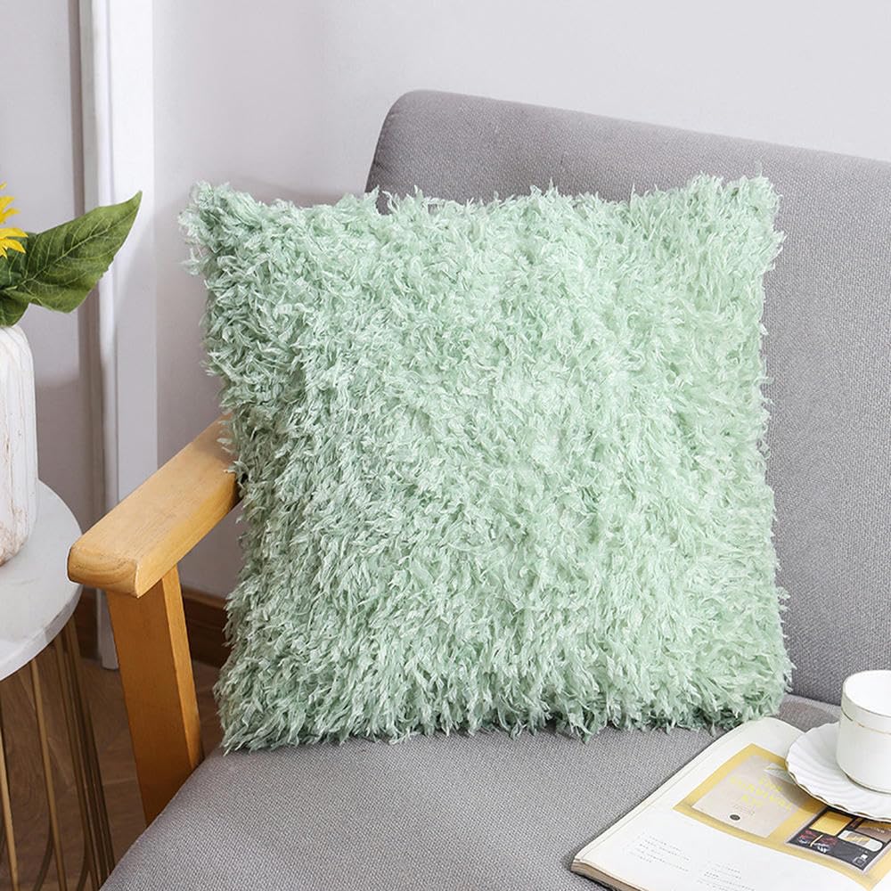 4 Taies d'oreiller en peluche unie scandinaves pour canapé