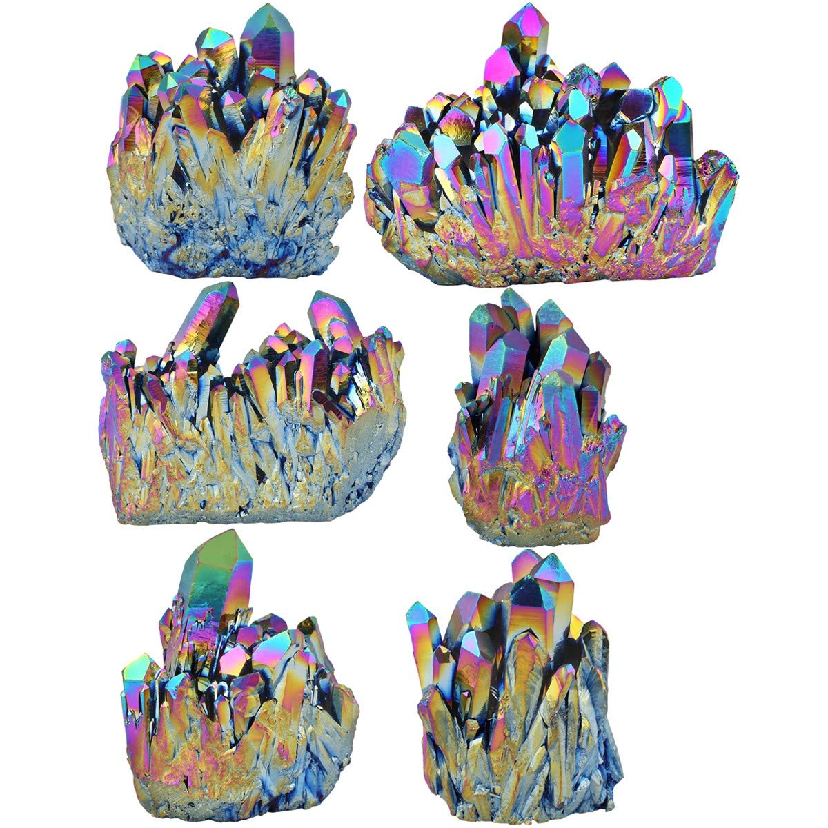 mookaitedecor Titanium Coated Natürlichen Bergkristall Rohstück Geode Dekorative Stein Naturstück Edelstein Dekoration Probe