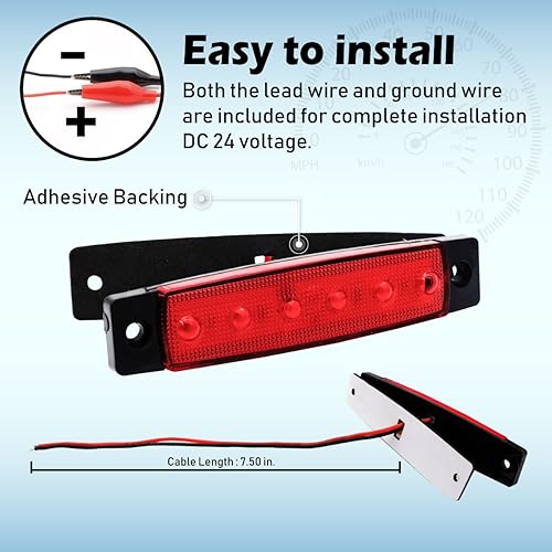 Miniatura 4 de Meerkatt Paquete de 10 luces indicadoras laterales en miniatura de 3.8 pulgadas, color rojo, 6 luces LED LED de color rojo, luz SMD, parada de
