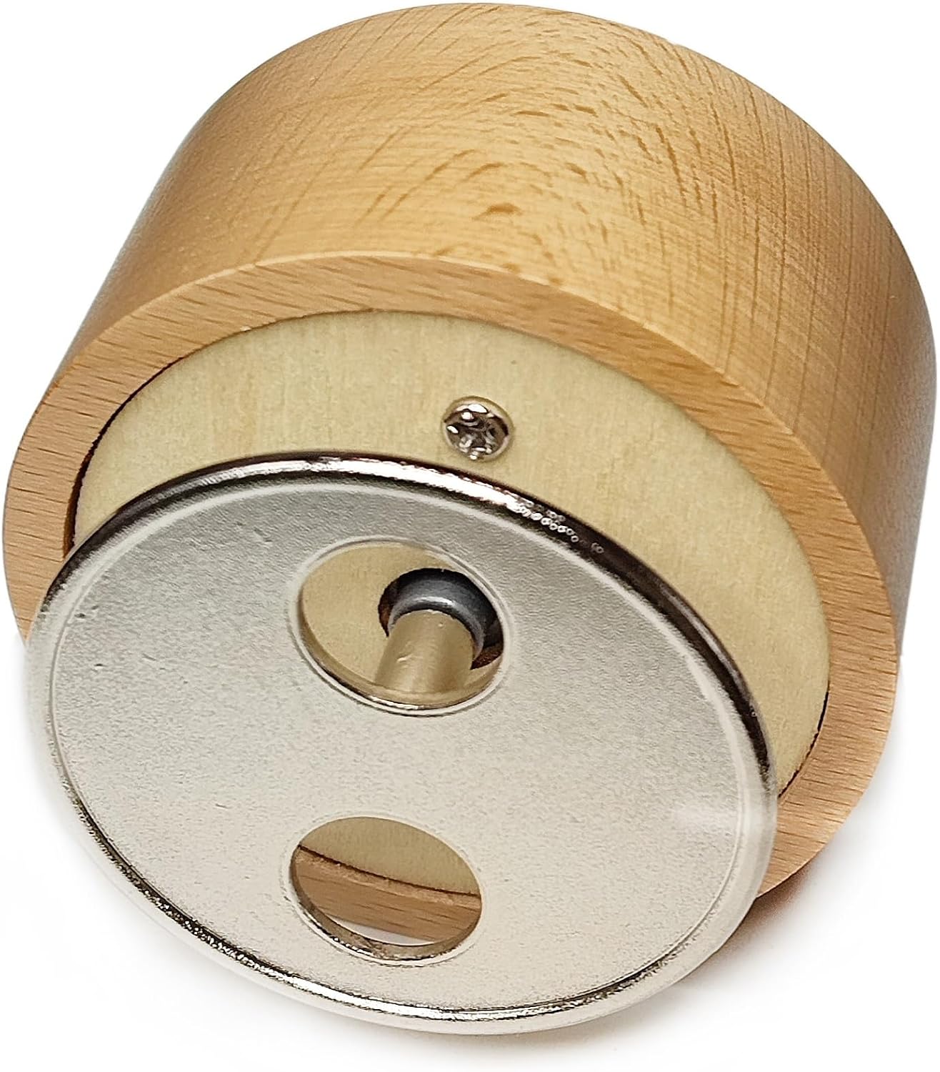 Mini Wooden Animal Rotary Music Box with Cute Rabbit Ornament (Tune: Edelweiss), White and Beige