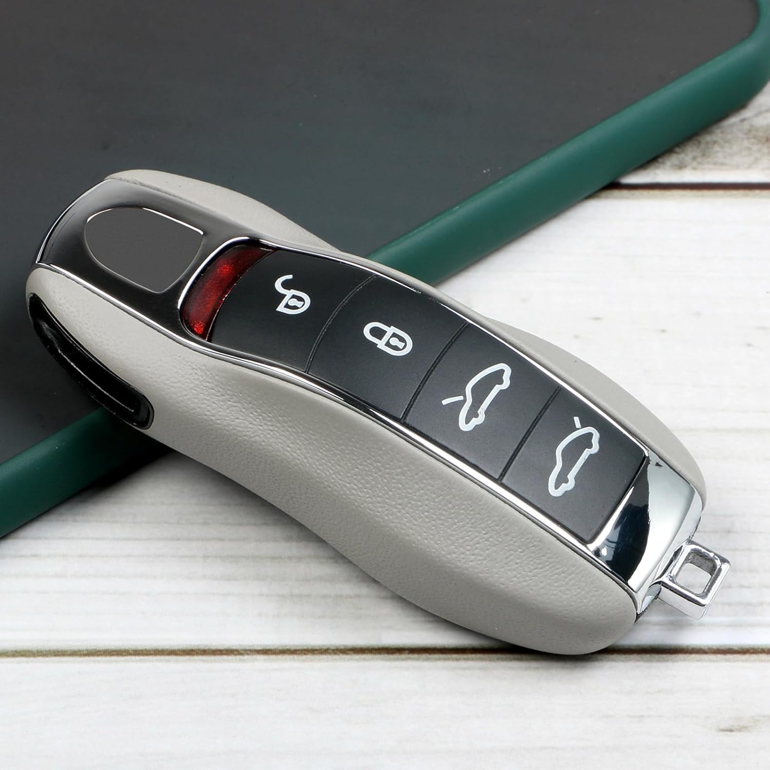 Gray Key Fob Cover Leather Compatible with Porsche Key Shell Key Fob Shell Replacement Compatible with Porsche Cayenne Panamera 911 718 Macan Boxster Cayman Accessories - Image 7
