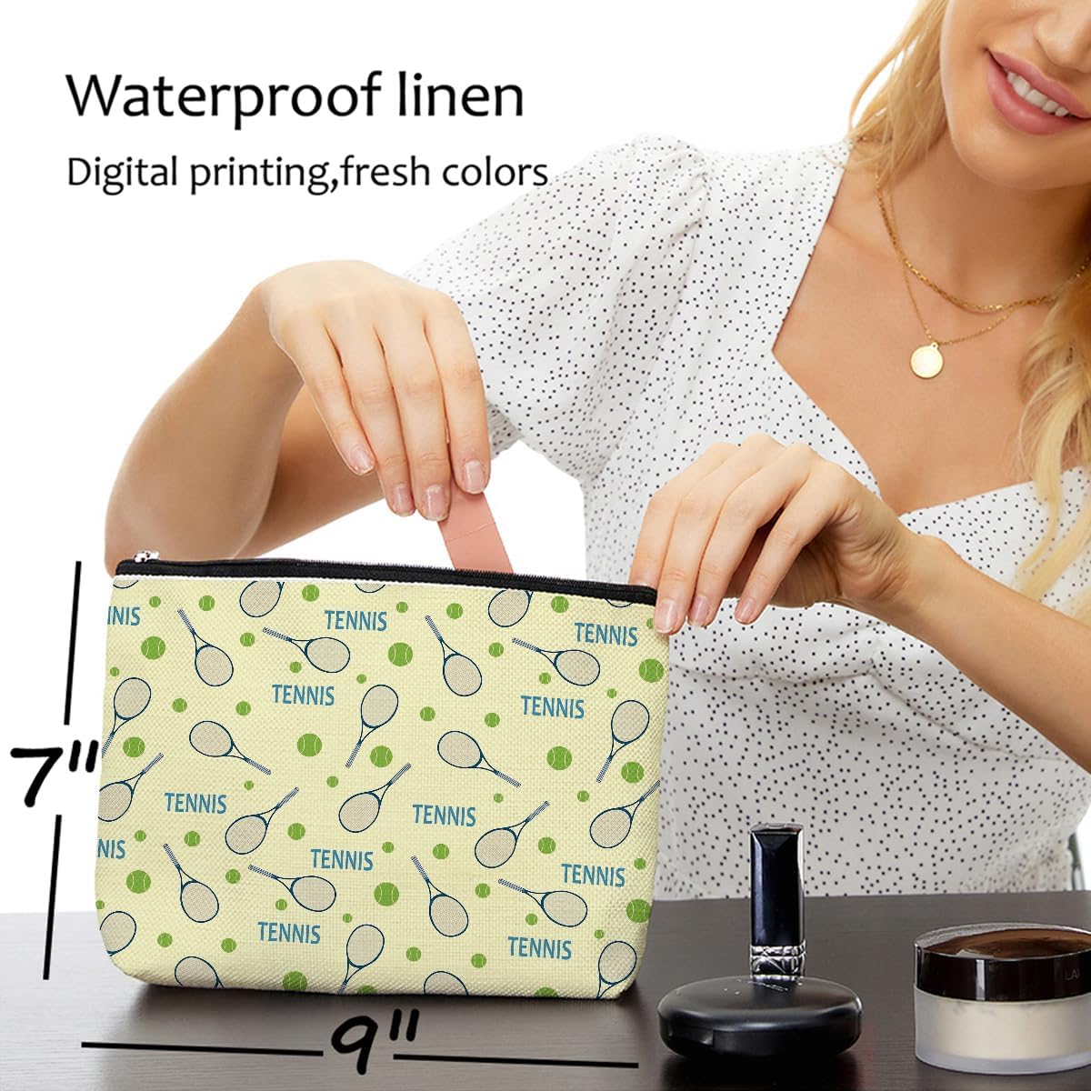 4 PCs Inspiring Tennis Makeup Bag, Accessories Gift Cosmetic Toiletry Bag - Graduation Birthday Gifts for Tennis Lovers - Image 5