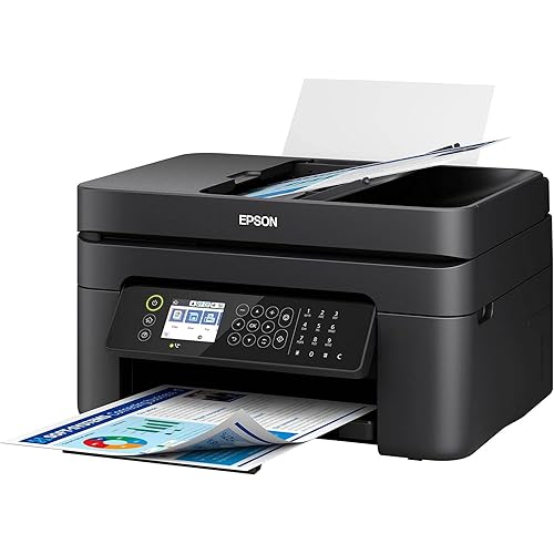 Epson Workforce WF-2850 All-in-One Wireless Color Inkjet Printer, Black - Print Scan Copy Fax - 10 ppm, 5760 x 1440 dpi, Auto 2-Sided Printing, 30-Sheet ADF, Voice-Activated, Vertluna Printer_Cable