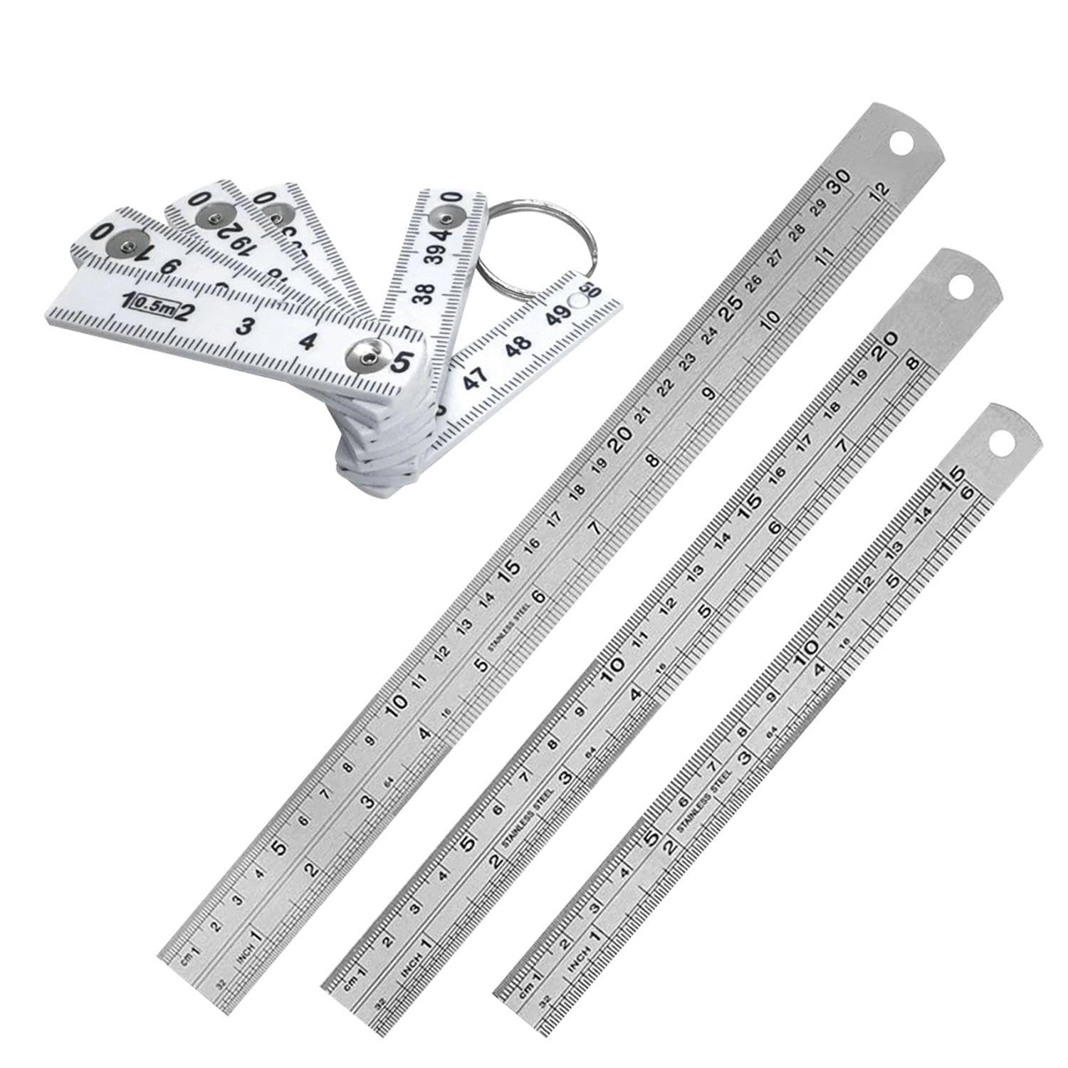 Righelli In Acciaio E Righello Pieghevole In Plastica, Strumenti Da Disegno, Righello Da Disegno, Forniture Per Ufficio