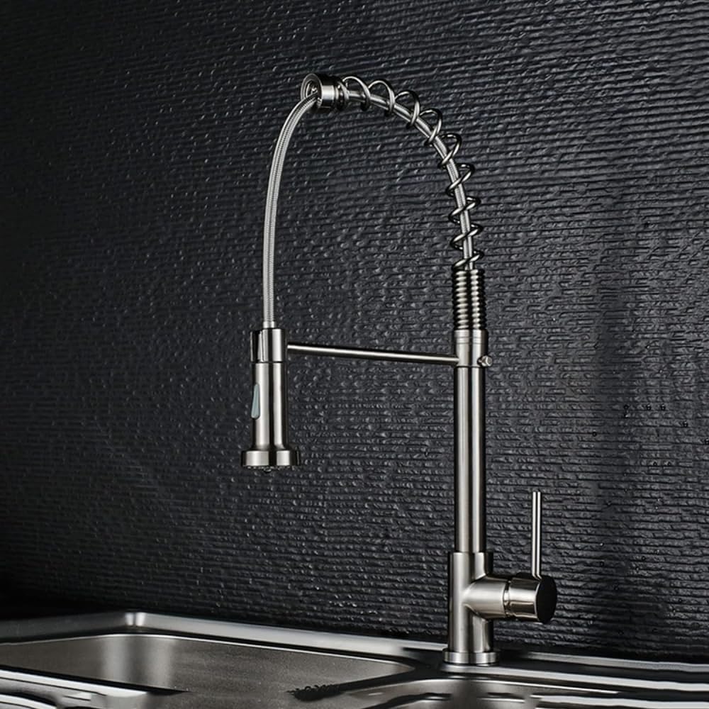 Robinet de cuisine pivotant 360 avec douchette extractible chromée