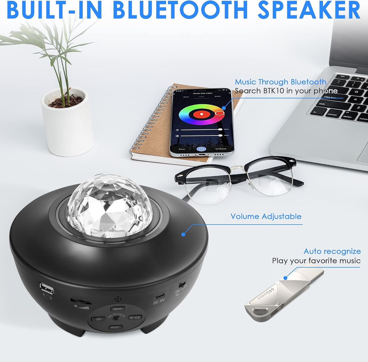 Galaxy Projector, Star Projector 3 in 1 Night Light Projector Works with Smart App & Alexa, Google Assistant, Galaxy Light Projector with Music Speaker & Remote Control for Bedroom Kids Adults