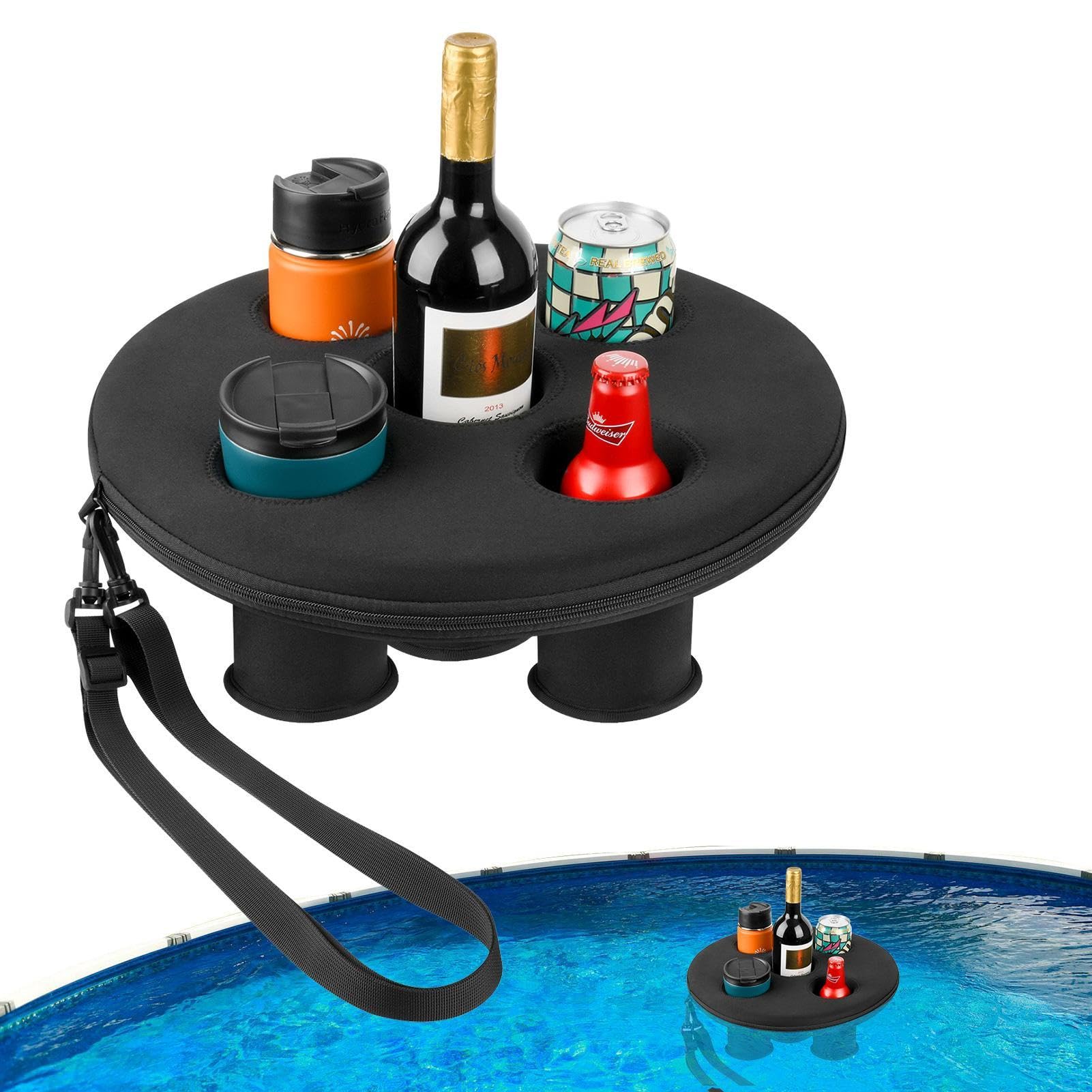 Hot Tub Drink Holder, Floating Drink Holder, Hot Tub Drink Tray With 5 Holes, Floating Spa Hot Tub Drink Tray For Pool Beach, Outdoor Patio Hot Tub Accessories And Supplies