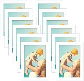 RLAVBL Magnetrahmen 10x15 CM 12er Set, weißer Bilderrahmen mit selbstklebender Rückseite für Fenster, Wände, Kühlschränke für Anzeigen, Notizen und Drucke