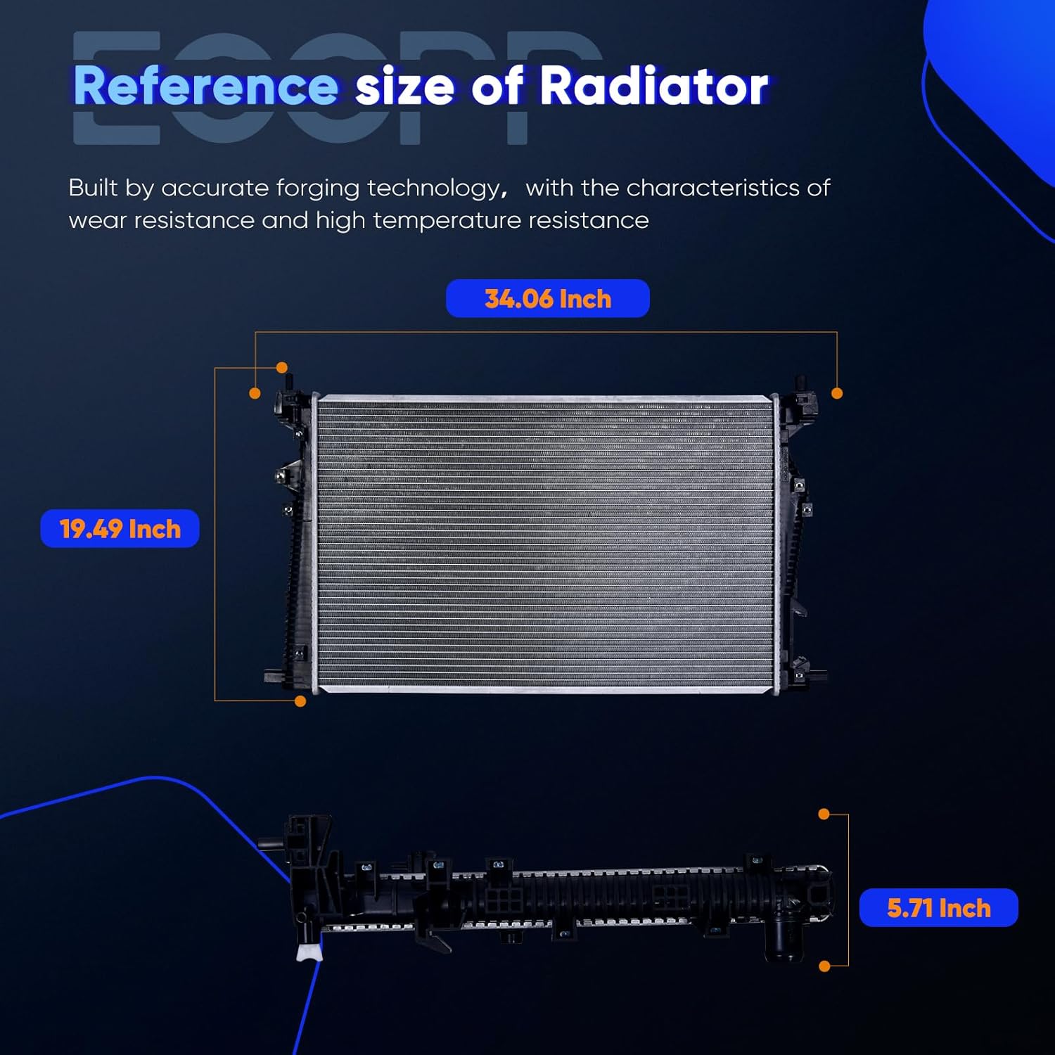 ECCPP Engine Coolant Radiator Compatible with 2015-2017 Chrysler 200,2014-2018 for Jeep Cherokee Replace 13400, CU13400, 68229284AB, CH3010363 Aluminum Automotive Replacement Radiators