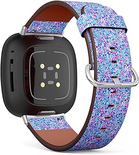 CJBROES Replacement Leather Watch Band, Compatible with Fitbit Versa 3 and Fitbit Sense of Wristband Bracelet Accessory - Ditsy Many
