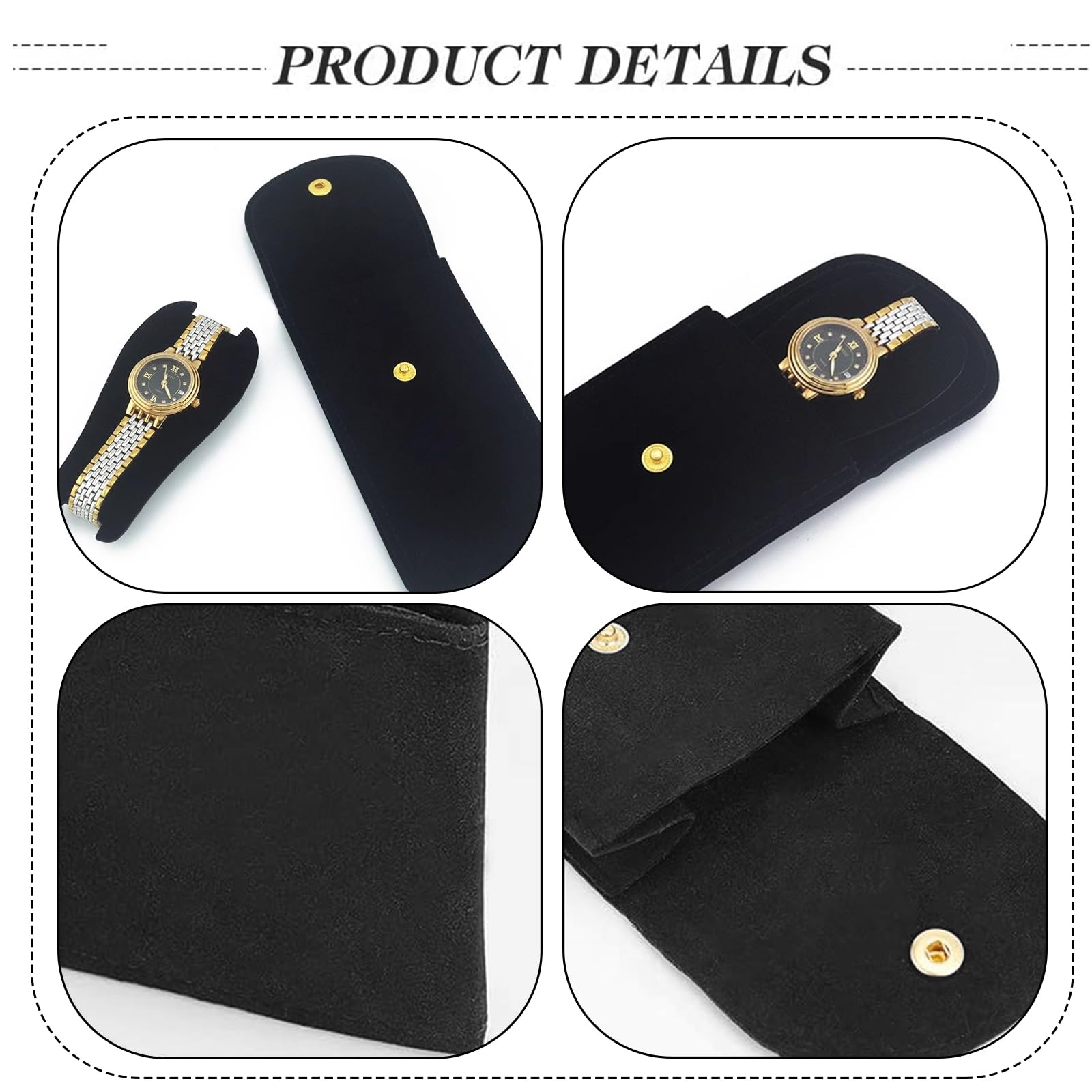 Custodia Per Orologio Da Viaggio - In Flanella, Con Bottone A Pressione, Verde Scuro, Per Uomo E Donna