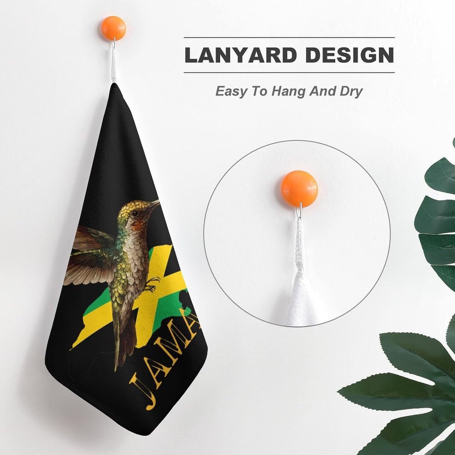 Jamaican Flag Bird Print Hand Towels for Bathroom Handkerchief | Absorbent,with Hanging Loop,Kitchen Towels,for Home Hotel,Soft