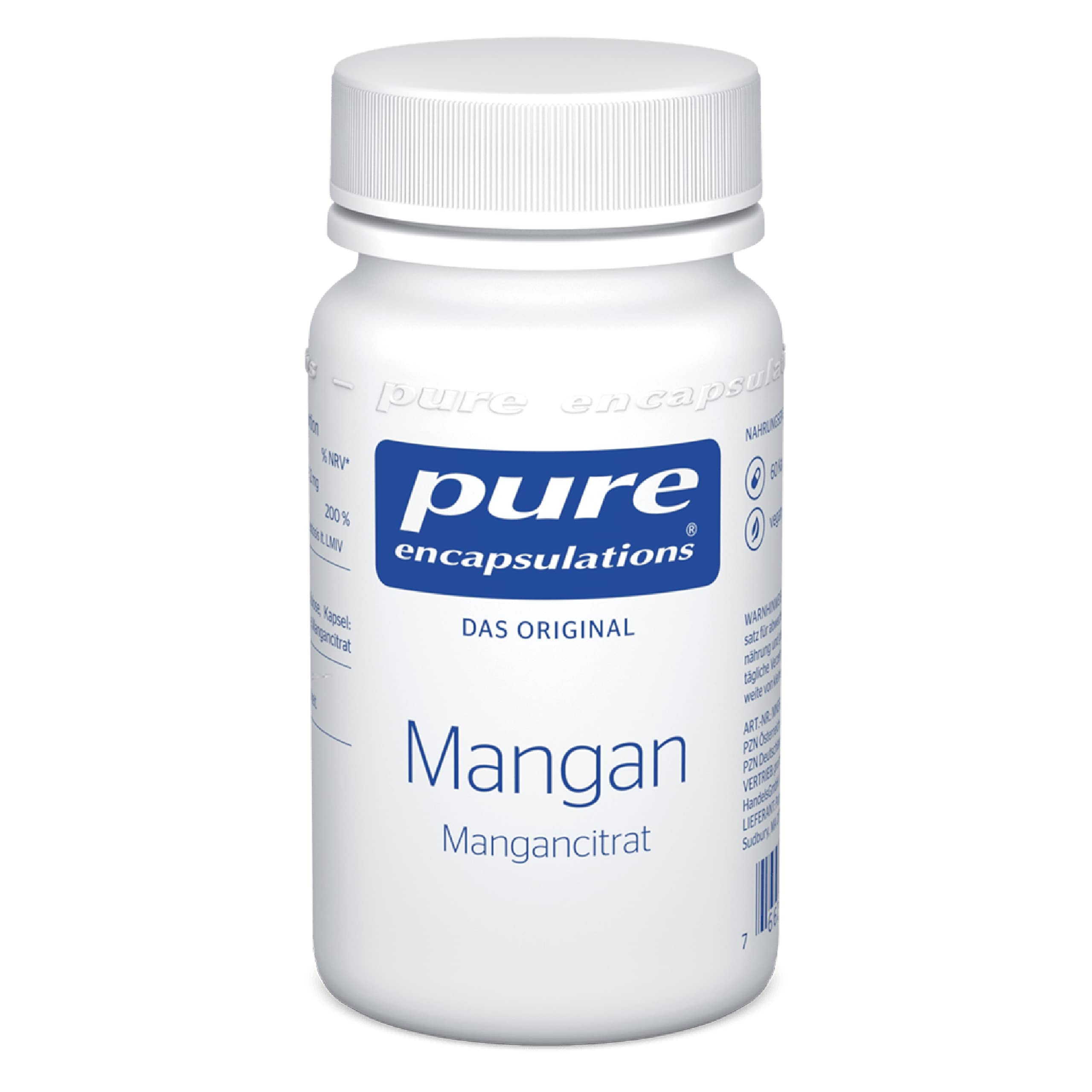 Pure Encapsulations - Mangan (Mangancitrat) - Nahrungsergänzungsmittel zur Unterstützung für Bindegewebe und Stoffwechsel - 60 Kapseln