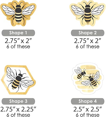 Miniatura 2 de Big Dot of Happiness Little Bumblebee - Recortes para baby shower o fiesta de cumpleaños 24 unidades