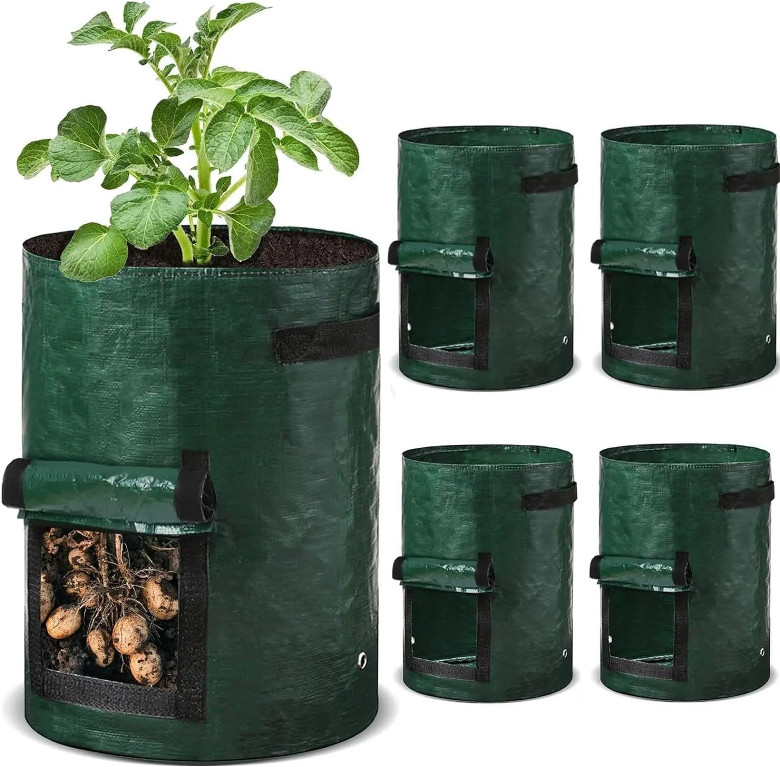 Worki z włókniny do sadzonek, Zagęszczone torby PE do uprawy roślin z uchwytem na warzywa cebulowe - zielone, 3-10 galonów(Green 30x35cm,3pcs)
