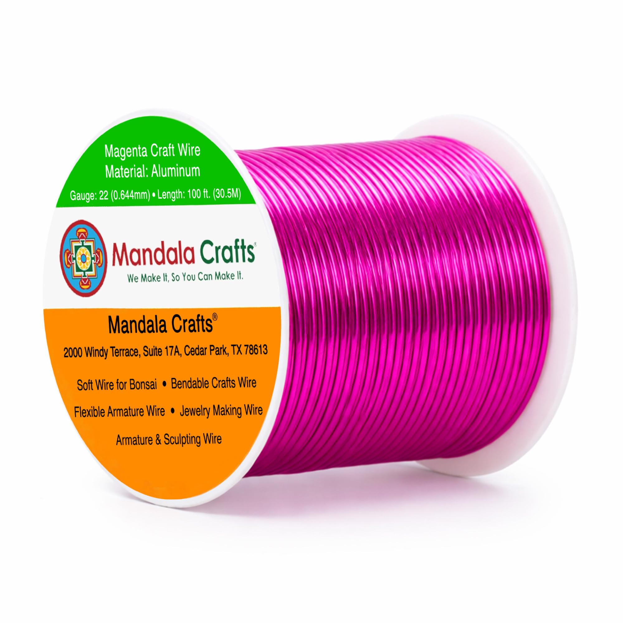 Mandala Crafts 22 Gauge Magenta Anodized Aluminum Craft Wire, 100 FT