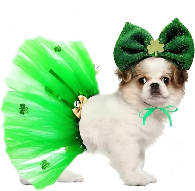 Falda Tutu Verde para Perros Grandes San Patricio Ajustable miniatura 4