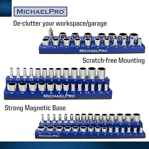 Miniatura 3 de MichaelPro MP014002 - Organizador magnético de zócalos, bandeja organizadora de enchufes magnéticos de 3 piezas de 14 pulgadas, 38 pulgadas y 12