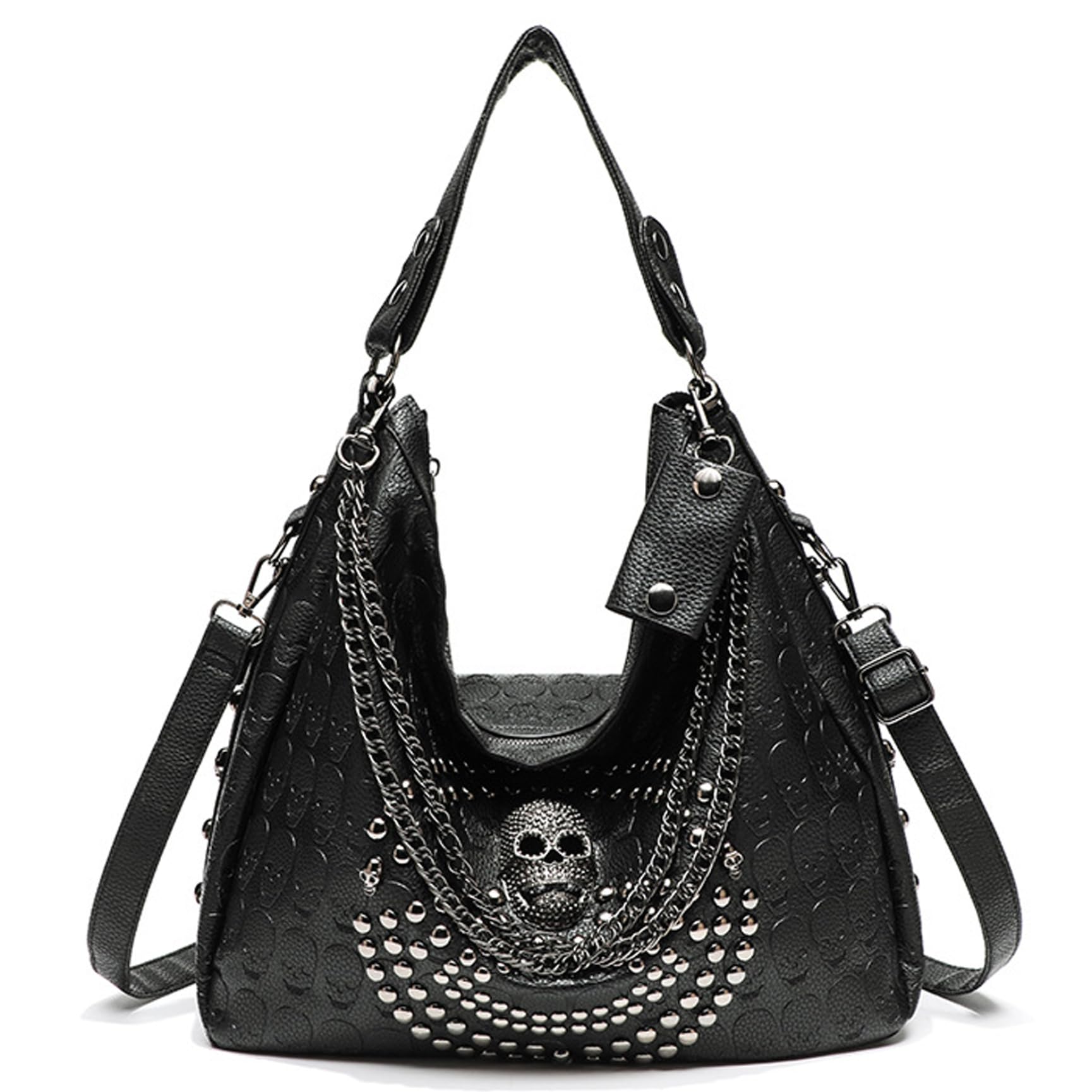 Bolso de calavera gótico para mujer con correa de hombro ajustable 8