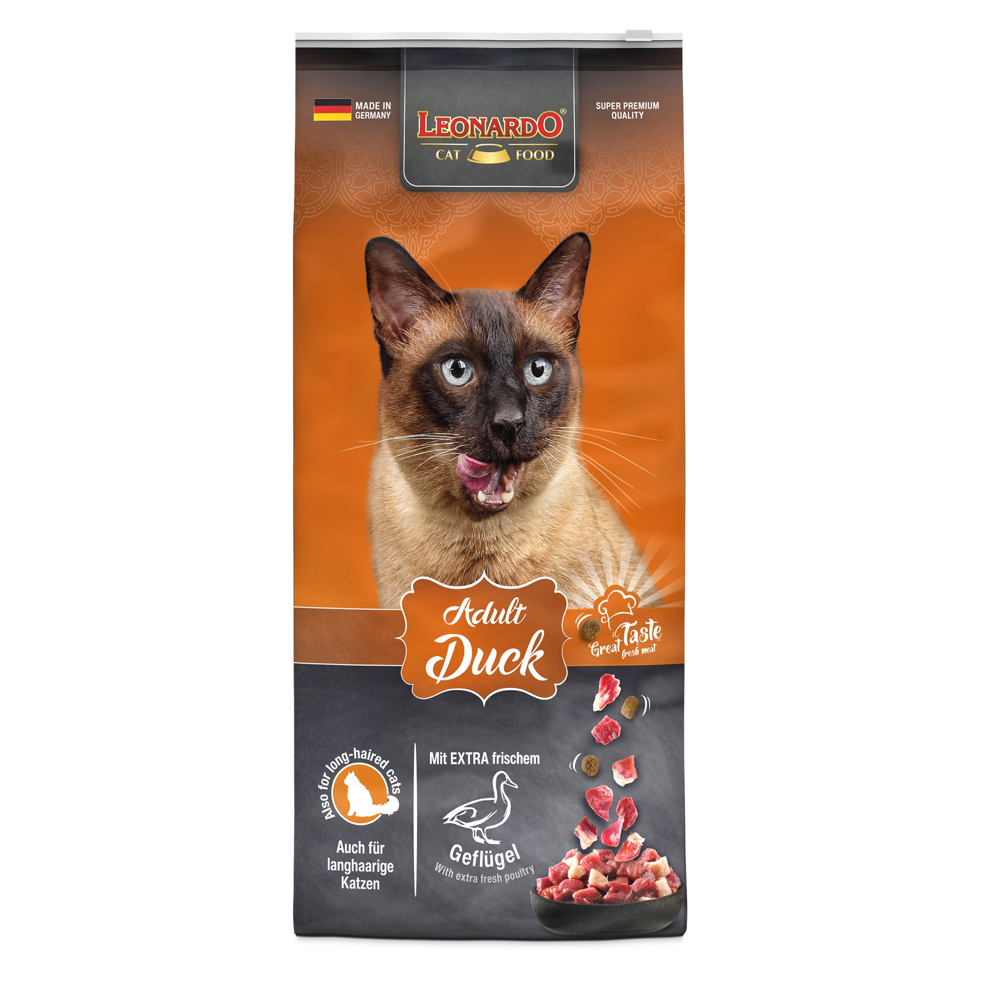LEONARDO Adult Duck [15kg] Katzenfutter | Trockenfutter für Katzen | Alleinfuttermittel für ausgewachsene Katzen Aller Rassen ab 1 Jahr