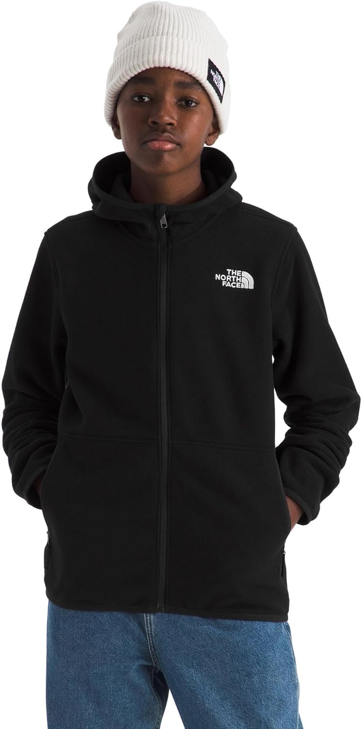 The North Face Unisex Glacier Full Zip Hooded Jacket - Lightweight Fleece Hoodie for Boys & Girls, Secure Zip Hand Pockets
