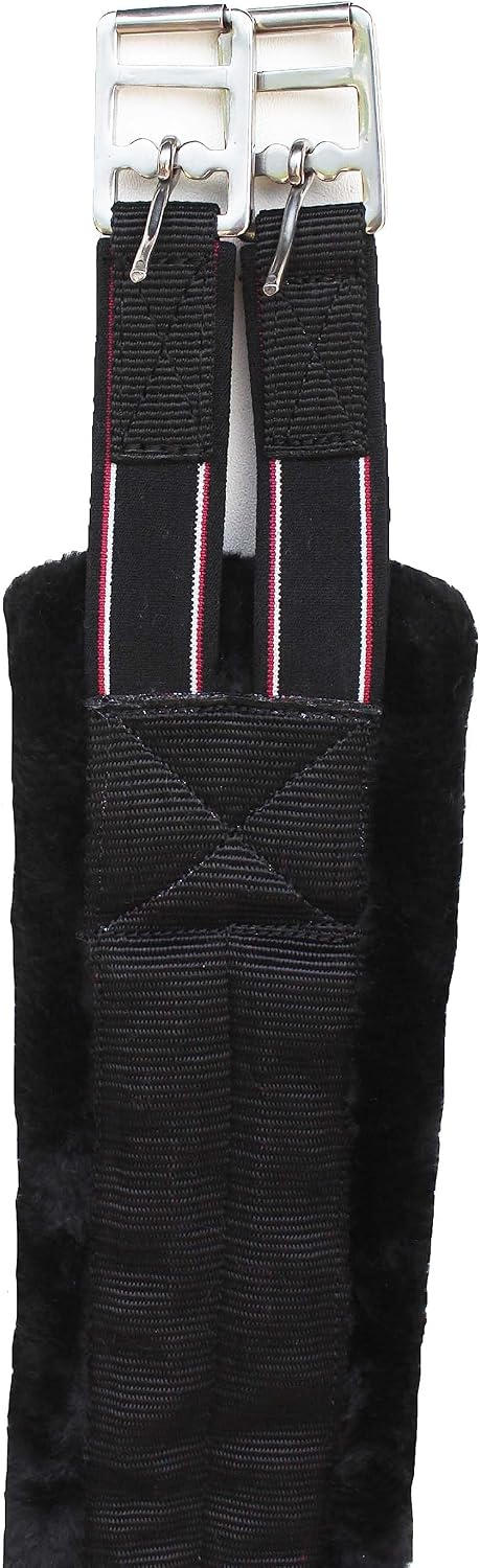 CHALLENGER 42" English Saddle Fleece Girth Black Nylon Webbed Double-Elastic Ends 97SE01BK-42