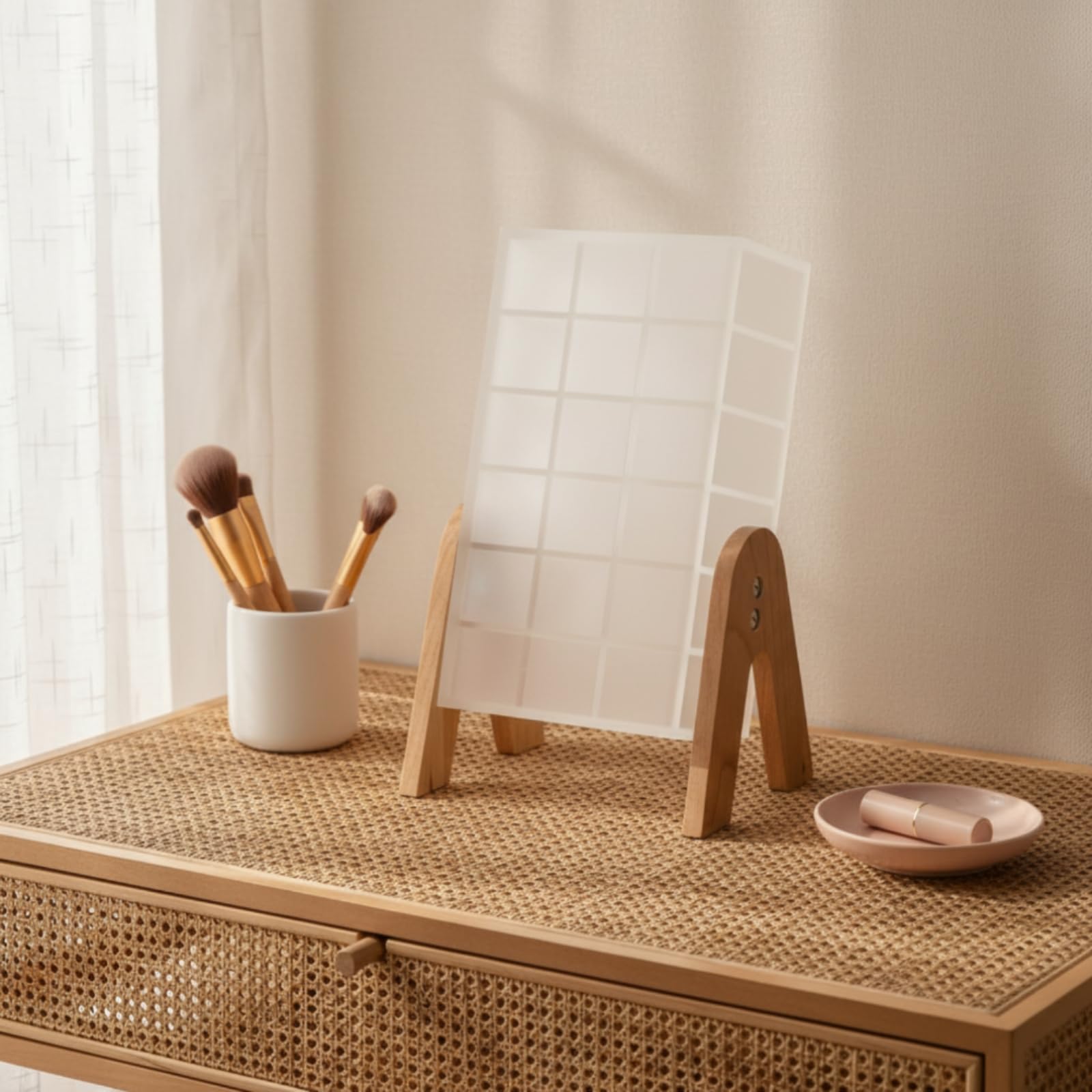 Organisateur de Rangement Acrylique Porte Rouge à Lèvres Présentoir Casier Support Cosmétique Transparent à Compartiments pour Plan de Travail Adapté, Marron