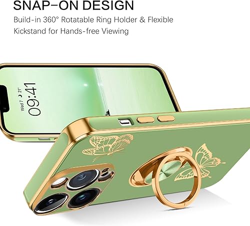 Miniatura 5 de BENTOBEN Funda para iPhone 13 Pro Max, funda para teléfono iPhone 13 Pro Max, delgada y bonita mariposa chapada en 360, soporte magnético para