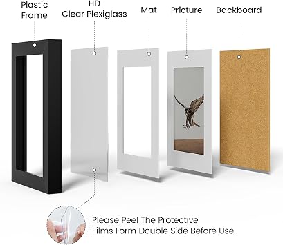 Heimlove 4x6 Picture Frames with Mat to 3.5x5 Black Set of 3