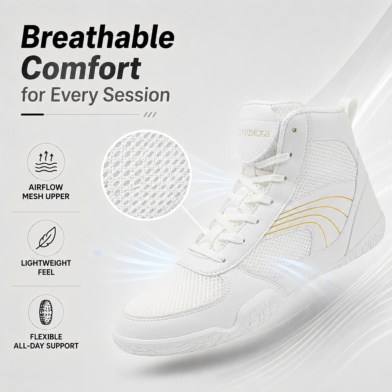 Wrestling Shoes Men Boxing Shoes, Lightweight Mid Top Fitness Training Sneakers, Non Slip Grip for Weightlifting Powerlifting Gym Workout, Breathable Athletic Footwear for Men Women